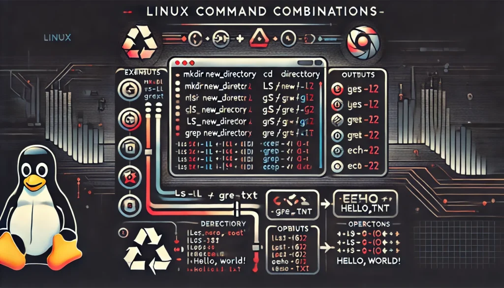 Command combinations in Linux